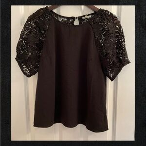 Ultra Pink Lace Yoke Top - NWT - Size Small - Black